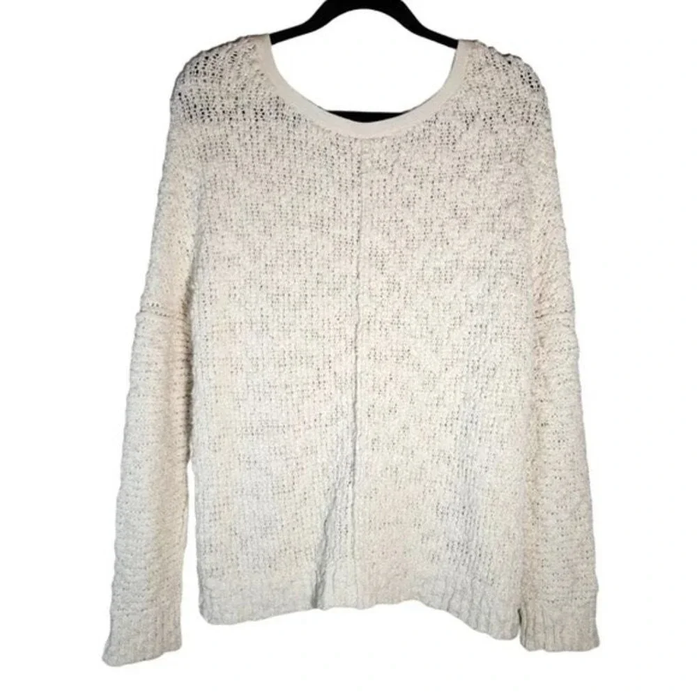 Free People Moonbeam V-Neck Pullover‎ Sweater Alpaca Soft Ivory Crop Size:M NWOT